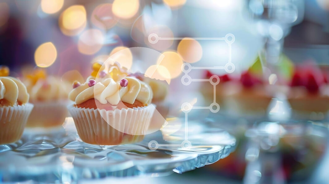 Σετ των 2 Intra Συλλεκτικό Ξύλινο Παζλ Plywood  4mm - Cupcakes με άσπρο πάγωμα και πολύχρωμα ψεκάσματα σε γυάλινο πιάτο Σε Ξύλινο Κουτί - Διαστάσεις: 10x10 cm – 25 κομμάτια