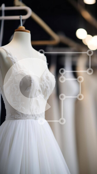 Intra Συλλεκτικό Ξύλινο Παζλ Plywood  4mm - Εσωτερικό καταστήματος νυφικών με επίδειξη λευκών νυφικών Σε Ξύλινο Κουτί - Διαστάσεις Puzzle: 10x10 cm – 25 κομμάτια