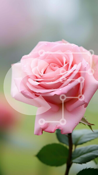 Σετ των 2 Intra Συλλεκτικό Ξύλινο Παζλ Plywood  4mm - Ζωντανό ροζ τριαντάφυλλο σε ανοιχτό πεδίο Σε Ξύλινο Κουτί - Διαστάσεις: 10x10 cm – 25 κομμάτια