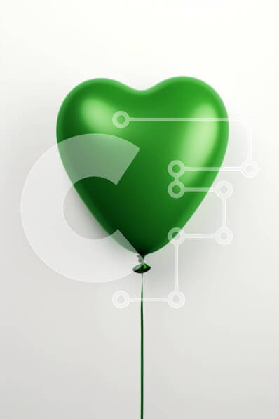 Intra Συλλεκτικό Ξύλινο Παζλ Plywood  4mm - Πράσινο μπαλόνι σε σχήμα καρδιάς που επιπλέει στον αέρα Σε Ξύλινο Κουτί - Διαστάσεις: 10x10 cm – 25 κομμάτια