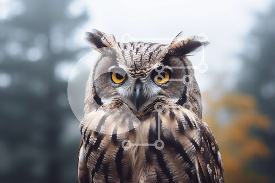 Σετ των 2 Intra Συλλεκτικό Ξύλινο Παζλ Plywood  4mm - Κουκουβάγια που κάθεται μπροστά από το δέντρο Σε Ξύλινο Κουτί - Διαστάσεις: 10x10 cm – 25 κομμάτια