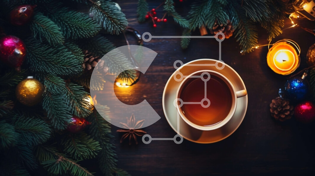 Intra Συλλεκτικό Ξύλινο Παζλ Plywood  4mm - Γιορτινό Ζεστό Τσάι με ξυλάκια κανέλας και διακοσμητικά Σε Ξύλινο Κουτί - Διαστάσεις Puzzle: 10x10 cm – 25 κομμάτια