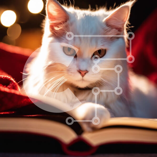 Intra Συλλεκτικό Ξύλινο Παζλ Plywood  4mm - Λευκή γάτα που απολαμβάνει μια καλή ανάγνωση Σε Ξύλινο Κουτί - Διαστάσεις: 10x10 cm – 25 κομμάτια