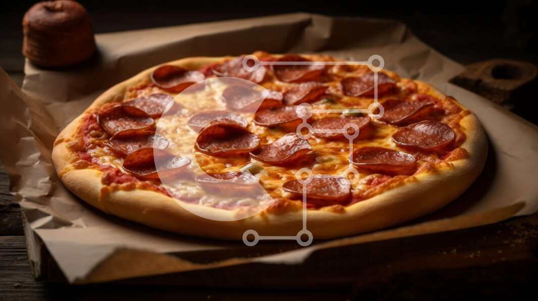 Σετ των 2 Intra Συλλεκτικό Ξύλινο Παζλ Plywood  4mm - Νόστιμη πίτσα πεπερόνι με λιωμένο τυρί μοτσαρέλα και φρέσκο ​​βασιλικό Σε Ξύλινο Κουτί - Διαστάσεις: 10x10 cm – 25 κομμάτια