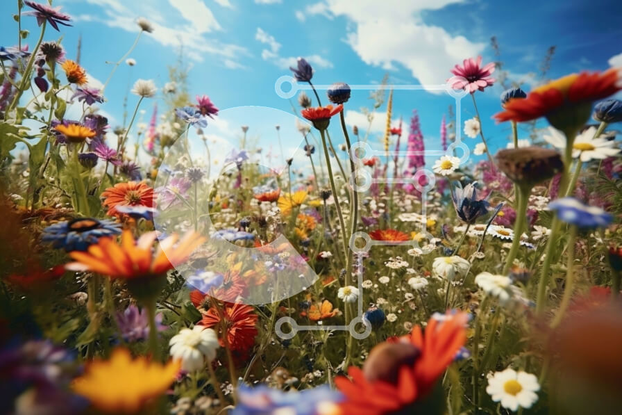 Intra Συλλεκτικό Ξύλινο Παζλ Plywood  4mm - Όμορφη εικόνα με αγριολούλουδα σε ένα χωράφι μια ηλιόλουστη μέρα Σε Ξύλινο Κουτί - Διαστάσεις: 10x10 cm – 25 κομμάτια