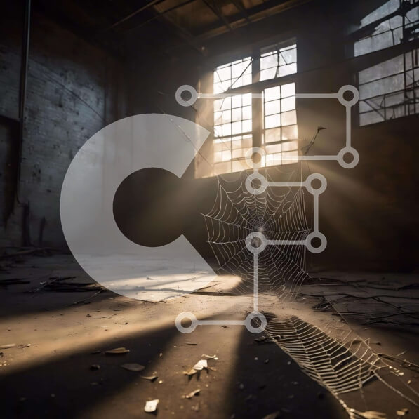 Intra Συλλεκτικό Ξύλινο Παζλ Plywood  4mm - Ιστός αράχνης σε εγκαταλελειμμένο βιομηχανικό κτίριο Σε Ξύλινο Κουτί - Διαστάσεις Puzzle: 10x10 cm – 25 κομμάτια