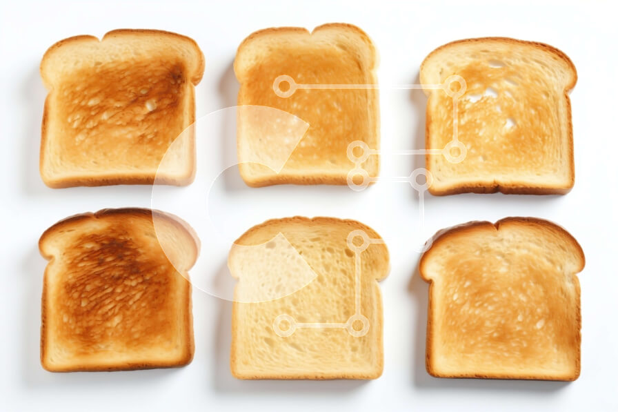 Σετ των 2 Intra Συλλεκτικό Ξύλινο Παζλ Plywood  4mm - Διάφορες φέτες τοστ με διαφορετικούς βαθμούς καμένων μερών Σε Ξύλινο Κουτί - Διαστάσεις: 10x10 cm – 25 κομμάτια