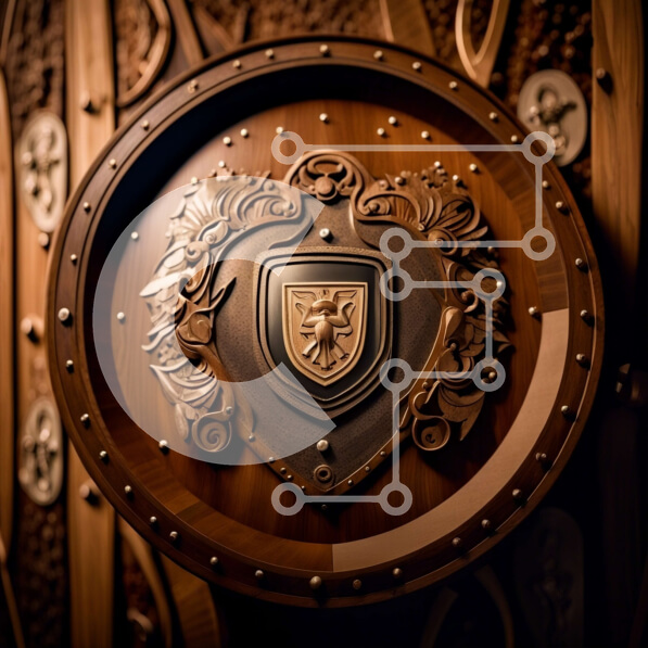 Intra Συλλεκτικό Ξύλινο Παζλ Plywood  4mm - Περίπλοκη ξύλινη πόρτα με ασπίδα και λοφίο λιονταριού Σε Ξύλινο Κουτί - Διαστάσεις Puzzle: 10x10 cm – 25 κομμάτια