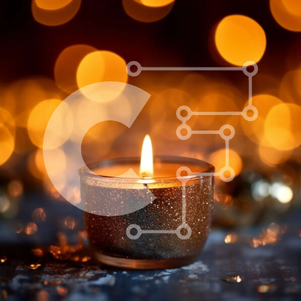 Intra Συλλεκτικό Ξύλινο Παζλ Plywood  4mm - Όμορφη εικόνα ενός αναμμένου κεριού με φώτα Bokeh στο φόντο Σε Ξύλινο Κουτί - Διαστάσεις Puzzle: 10x10 cm – 25 κομμάτια