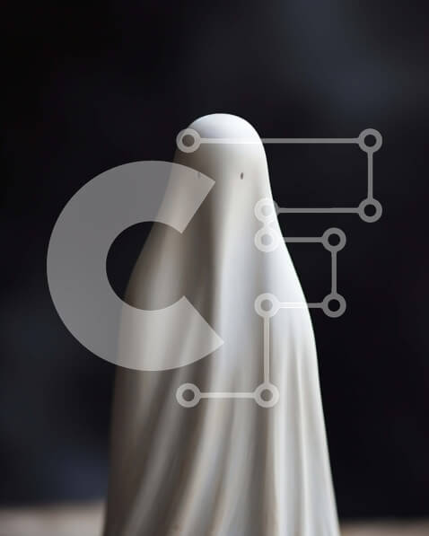 Intra Συλλεκτικό Ξύλινο Παζλ Plywood  4mm - Απόκοσμο λευκό φάντασμα σε σκούρο φόντο Σε Ξύλινο Κουτί - Διαστάσεις Puzzle: 10x10 cm – 25 κομμάτια