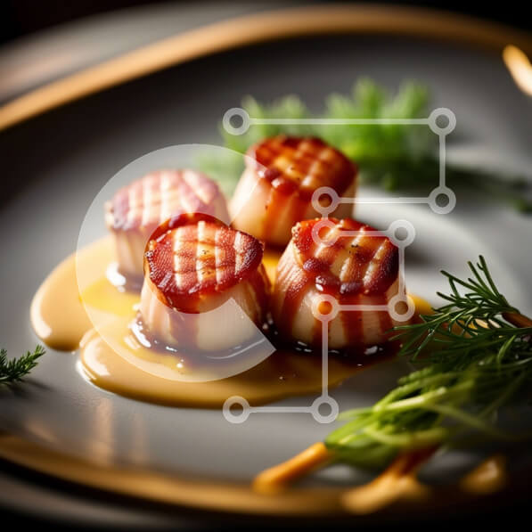 Σετ των 2 Intra Συλλεκτικό Ξύλινο Παζλ Plywood  4mm - Λαχταριστά χτένια σε ένα πιάτο με καστανή σάλτσα και άνηθο Σε Ξύλινο Κουτί - Διαστάσεις: 10x10 cm – 25 κομμάτια