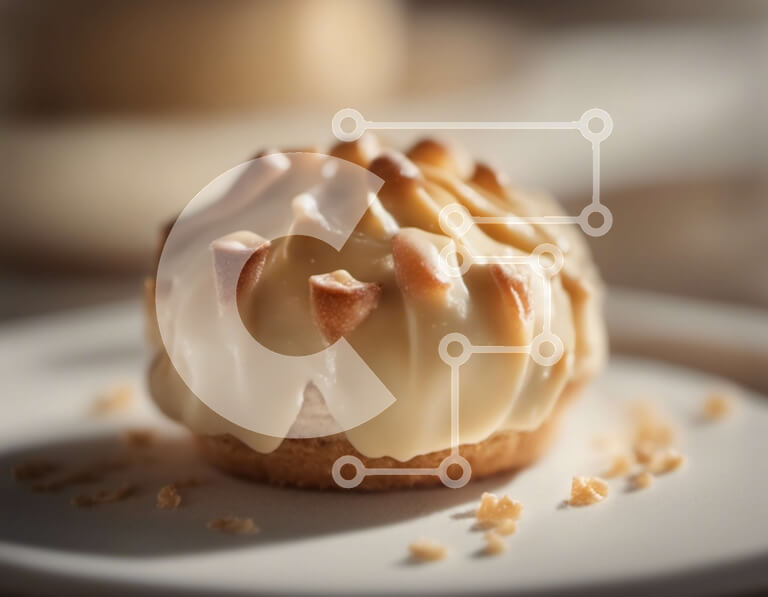 Σετ των 2 Intra Συλλεκτικό Ξύλινο Παζλ Plywood  4mm - Νόστιμο επιδόρπιο σε λευκό πιάτο με ψεκασμούς Σε Ξύλινο Κουτί - Διαστάσεις: 10x10 cm – 25 κομμάτια