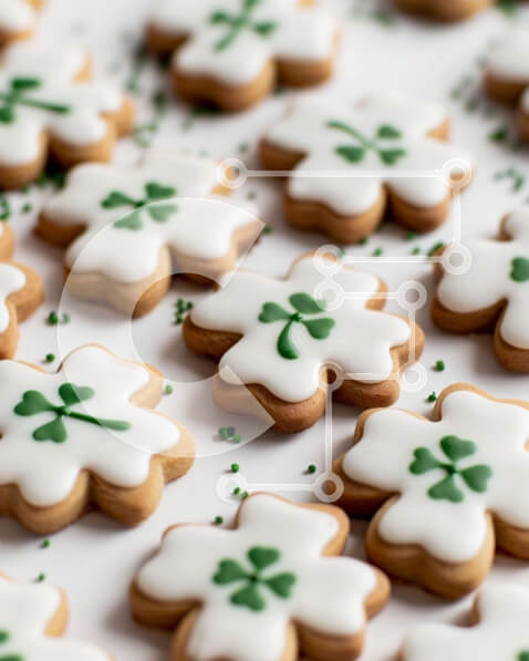 Intra Συλλεκτικό Ξύλινο Παζλ Plywood  4mm - Μπισκότα του Αγίου Πατρικίου με πράσινα και λευκά τριφύλλια Σε Ξύλινο Κουτί - Διαστάσεις: 10x10 cm – 25 κομμάτια