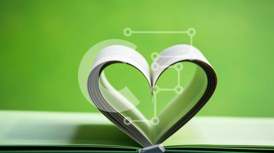 Intra Συλλεκτικό Ξύλινο Παζλ Plywood  4mm - Ανοιχτό βιβλίο σε σχήμα καρδιάς σε πράσινο φόντο Σε Ξύλινο Κουτί - Διαστάσεις Puzzle: 10x10 cm – 25 κομμάτια