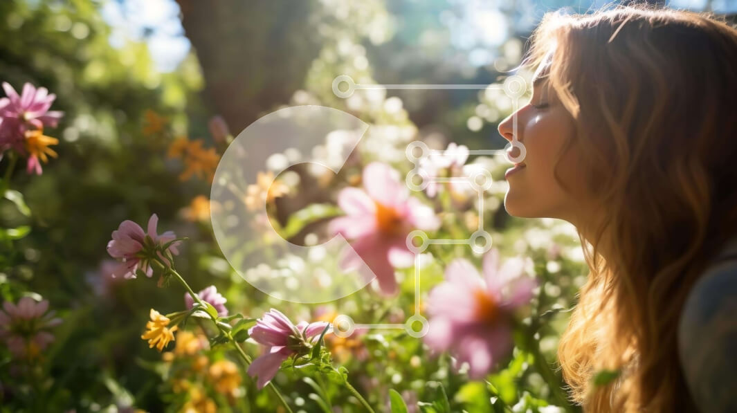 Intra Συλλεκτικό Ξύλινο Παζλ Plywood  4mm - Νεαρή γυναίκα που μυρίζει λουλούδια στον κήπο Σε Ξύλινο Κουτί - Διαστάσεις: 10x10 cm – 25 κομμάτια