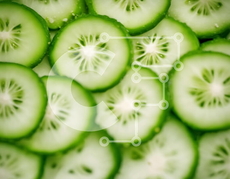 Σετ των 2 Intra Συλλεκτικό Ξύλινο Παζλ Plywood  4mm - Οφέλη για την υγεία από την κατανάλωση λαχανικών - Κοντινό πλάνο με φέτες αγγουριού Σε Ξύλινο Κουτί - Διαστάσεις: 10x10 cm – 25 κομμάτια