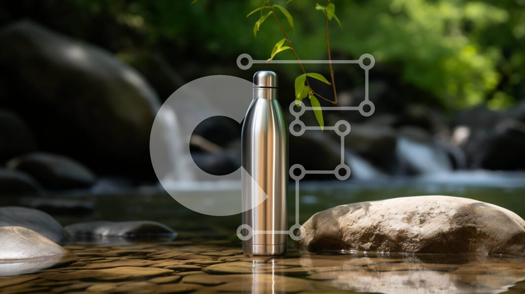 Intra Συλλεκτικό Ξύλινο Παζλ Plywood  4mm - Μπουκάλι νερού από ανοξείδωτο χάλυβα στη φύση Σε Ξύλινο Κουτί - Διαστάσεις: 10x10 cm – 25 κομμάτια