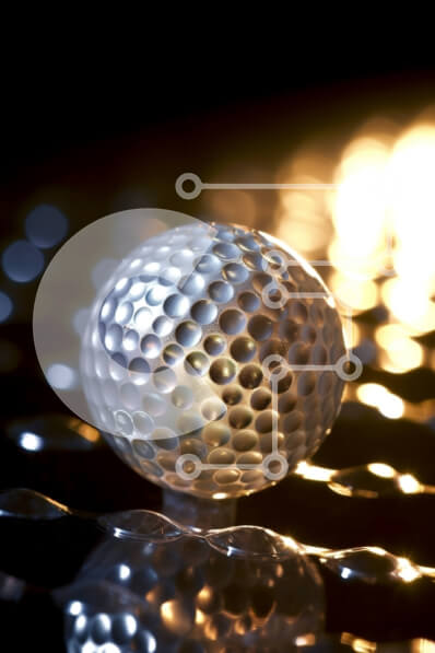 Intra Συλλεκτικό Ξύλινο Παζλ Plywood  4mm - Εκπληκτική εικόνα μιας μπάλας του γκολφ σε μια μαύρη επιφάνεια με φωτεινές αντανακλάσεις Σε Ξύλινο Κουτί - Διαστάσεις Puzzle: 10x10 cm – 25 κομμάτια