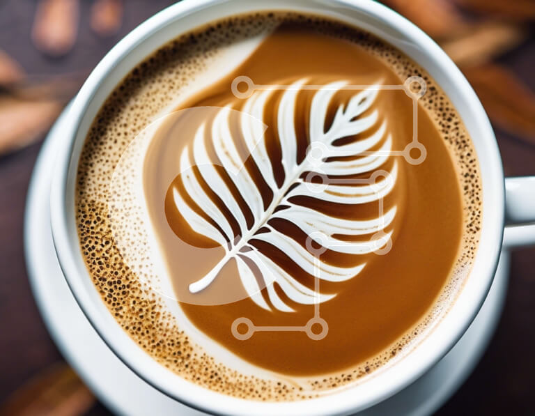 Σετ των 2 Intra Συλλεκτικό Ξύλινο Παζλ Plywood  4mm - Φλιτζάνι καφέ με σχέδιο φύλλων σε καφέ φύλλα Σε Ξύλινο Κουτί - Διαστάσεις: 10x10 cm – 25 κομμάτια