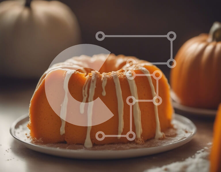 Σετ των 2 Intra Συλλεκτικό Ξύλινο Παζλ Plywood  4mm - Κέικ κολοκύθας Bundt με γλάσο και κολοκύθες Σε Ξύλινο Κουτί - Διαστάσεις: 10x10 cm – 25 κομμάτια