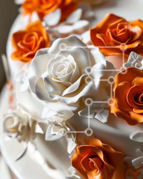 Σετ των 2 Intra Συλλεκτικό Ξύλινο Παζλ Plywood  4mm - Floral Διακοσμημένη τούρτα γενεθλίων σε πορτοκαλί και λευκό Σε Ξύλινο Κουτί - Διαστάσεις: 10x10 cm – 25 κομμάτια