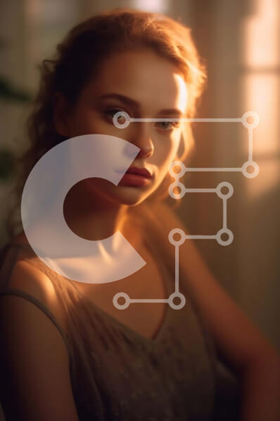 Intra Συλλεκτικό Ξύλινο Παζλ Plywood  4mm - Moody πορτρέτο μιας νεαρής γυναίκας με μπεζ φόρεμα Σε Ξύλινο Κουτί - Διαστάσεις Puzzle: 10x10 cm – 25 κομμάτια