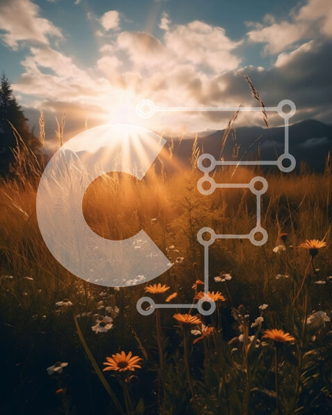 Intra Συλλεκτικό Ξύλινο Παζλ Plywood  4mm - Εκπληκτικό ηλιοτρόπιο στο ηλιοβασίλεμα με εκπληκτική οροσειρά Σε Ξύλινο Κουτί - Διαστάσεις: 10x10 cm – 25 κομμάτια