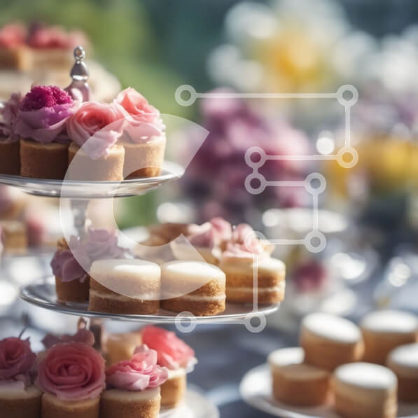 Σετ των 2 Intra Συλλεκτικό Ξύλινο Παζλ Plywood  4mm - Στάση για κέικ σε επίπεδα με κέικ διακοσμημένα με ροζ τριαντάφυλλο Σε Ξύλινο Κουτί - Διαστάσεις: 10x10 cm – 25 κομμάτια