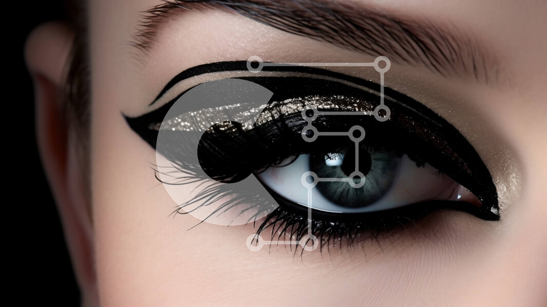 Intra Συλλεκτικό Ξύλινο Παζλ Plywood  4mm - Εκπληκτική κινηματογράφηση σε πρώτο πλάνο ενός γυναικείου ματιού με μαύρο eyeliner και χρυσό γκλίτερ Σε Ξύλινο Κουτί - Διαστάσεις Puzzle: 10x10 cm – 25 κομμάτια