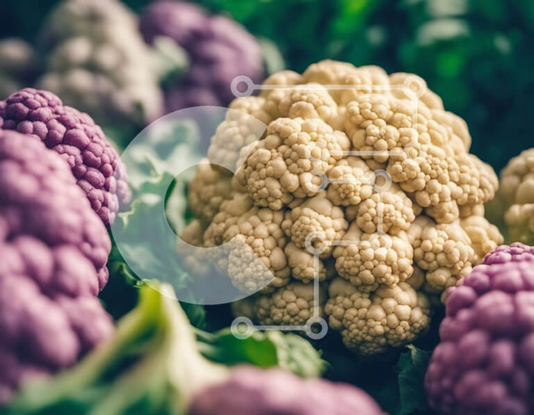 Σετ των 2 Intra Συλλεκτικό Ξύλινο Παζλ Plywood  4mm - Κοντινό πλάνο πολύχρωμα κουνουπίδια σε ένα φυτικό μπάλωμα Σε Ξύλινο Κουτί - Διαστάσεις: 10x10 cm – 25 κομμάτια