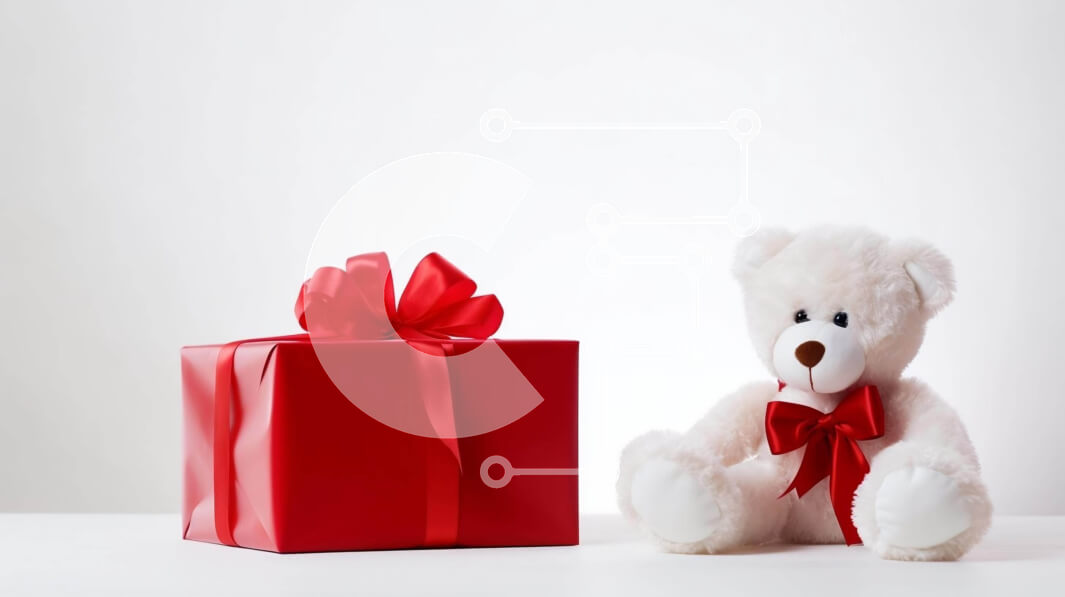 Intra Συλλεκτικό Ξύλινο Παζλ Plywood  4mm - Λευκό αρκουδάκι με κόκκινο κουτί δώρου Σε Ξύλινο Κουτί - Διαστάσεις: 10x10 cm – 25 κομμάτια