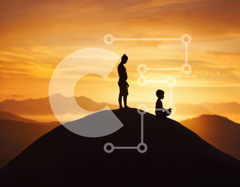 Intra Συλλεκτικό Ξύλινο Παζλ Plywood  4mm - Διαλογισμός ηλιοβασιλέματος σε λόφο με φόντο το βουνό Σε Ξύλινο Κουτί - Διαστάσεις: 10x10 cm – 25 κομμάτια