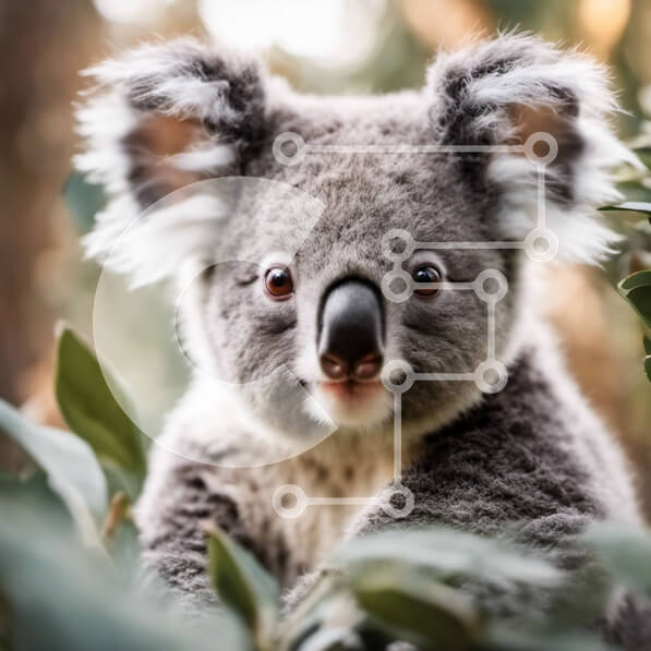 Intra Συλλεκτικό Ξύλινο Παζλ Plywood  4mm - Κοντινό πλάνο του προσώπου μιας αρκούδας κοάλα Σε Ξύλινο Κουτί - Διαστάσεις: 10x10 cm – 25 κομμάτια