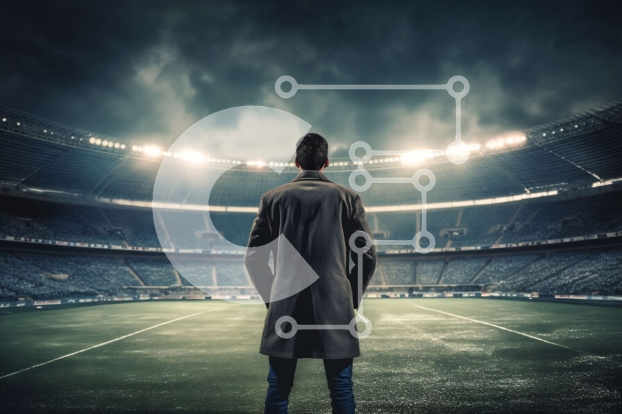 Intra Συλλεκτικό Ξύλινο Παζλ Plywood  4mm - Άτομο που στέκεται στο γήπεδο ποδοσφαίρου τη νύχτα Σε Ξύλινο Κουτί - Διαστάσεις Puzzle: 10x10 cm – 25 κομμάτια