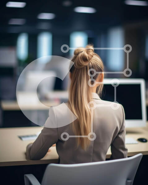 Intra Συλλεκτικό Ξύλινο Παζλ Plywood  4mm - Γυναίκα στην εργασία στο χώρο γραφείου Σε Ξύλινο Κουτί - Διαστάσεις Puzzle: 10x10 cm – 25 κομμάτια