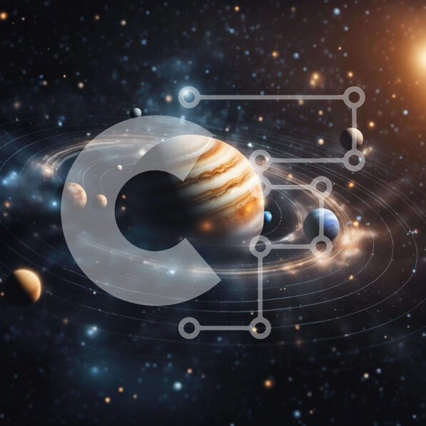 Intra Συλλεκτικό Ξύλινο Παζλ Plywood  4mm - Ηλιακό Σύστημα με Πλανήτες, Ήλιο, Σελήνη, Αστέρια και Διαστημόπλοιο Σε Ξύλινο Κουτί - Διαστάσεις Puzzle: 10x10 cm – 25 κομμάτια