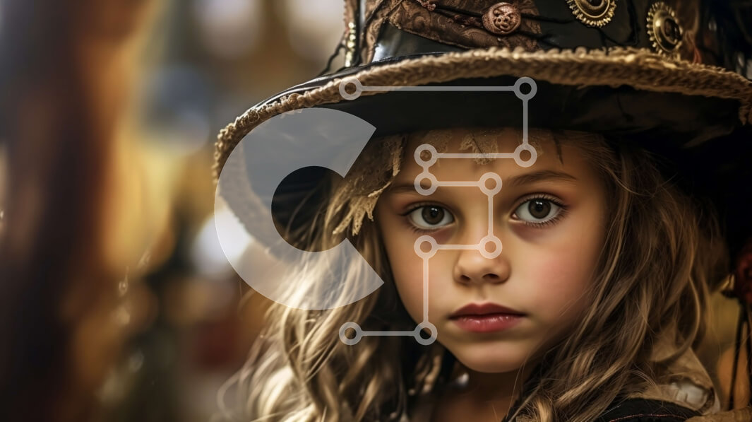 Intra Συλλεκτικό Ξύλινο Παζλ Plywood  4mm - Κομψή νεαρή κοπέλα με καπέλο Steampunk και γυαλιά που κοιτάζουν στην απόσταση Σε Ξύλινο Κουτί - Διαστάσεις Puzzle: 10x10 cm – 25 κομμάτια