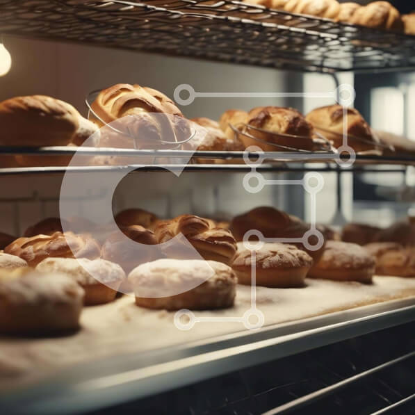 Σετ των 2 Intra Συλλεκτικό Ξύλινο Παζλ Plywood  4mm - Αρτοποιείο με Ράφια Αρτοσκευασμάτων Σε Ξύλινο Κουτί - Διαστάσεις: 10x10 cm – 25 κομμάτια