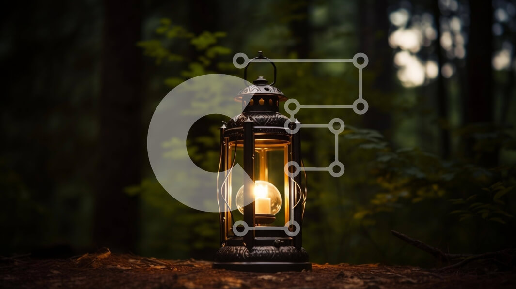 Intra Συλλεκτικό Ξύλινο Παζλ Plywood  4mm - Παλιομοδίτικο φανάρι στο δάσος Σε Ξύλινο Κουτί - Διαστάσεις: 10x10 cm – 25 κομμάτια