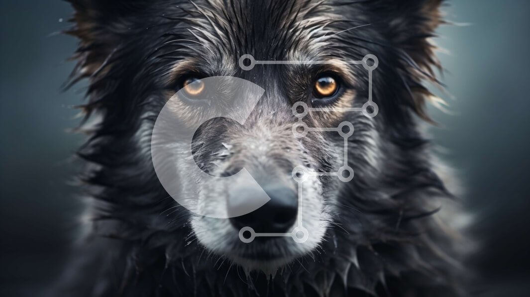 Intra Συλλεκτικό Ξύλινο Παζλ Plywood  4mm - Κοντινό πλάνο του προσώπου ενός σκύλου που κοιτάζει στην κάμερα Σε Ξύλινο Κουτί - Διαστάσεις: 10x10 cm – 25 κομμάτια