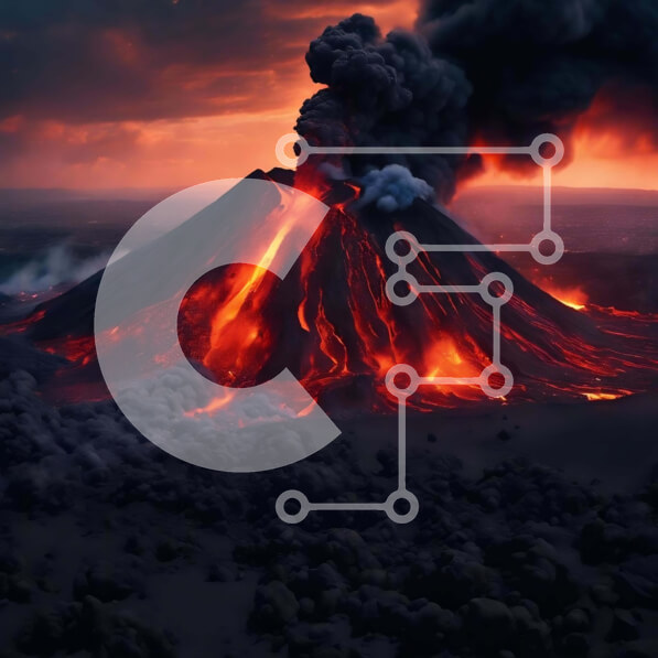 Intra Συλλεκτικό Ξύλινο Παζλ Plywood  4mm - Ενεργό ηφαίστειο που εκρήγνυται με καπνό και ατμό Σε Ξύλινο Κουτί - Διαστάσεις: 10x10 cm – 25 κομμάτια