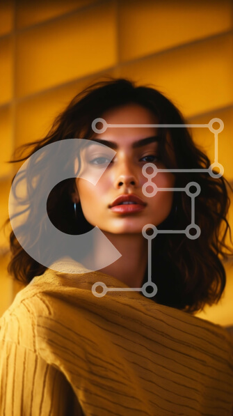 Intra Συλλεκτικό Ξύλινο Παζλ Plywood  4mm - Πορτρέτο μιας γυναίκας με ένα κίτρινο πουλόβερ Σε Ξύλινο Κουτί - Διαστάσεις Puzzle: 10x10 cm – 25 κομμάτια