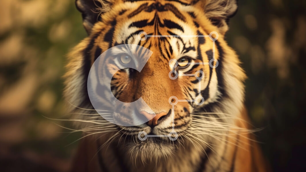 Intra Συλλεκτικό Ξύλινο Παζλ Plywood  4mm - Κοντινό πλάνο της ενήλικης τίγρης που κοιτάζει επίμονα την κάμερα Σε Ξύλινο Κουτί - Διαστάσεις: 10x10 cm – 25 κομμάτια