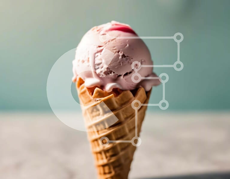 Σετ των 2 Intra Συλλεκτικό Ξύλινο Παζλ Plywood  4mm - Ροζ χωνάκι βάφλα παγωτού στο τραπέζι Σε Ξύλινο Κουτί - Διαστάσεις: 10x10 cm – 25 κομμάτια