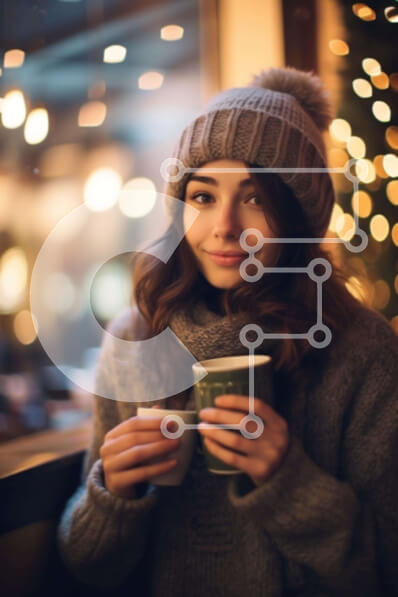 Intra Συλλεκτικό Ξύλινο Παζλ Plywood  4mm - Cozy Winter Moment: Γυναίκα που απολαμβάνει ζεστό κακάο δίπλα στο παράθυρο Σε Ξύλινο Κουτί - Διαστάσεις Puzzle: 10x10 cm – 25 κομμάτια