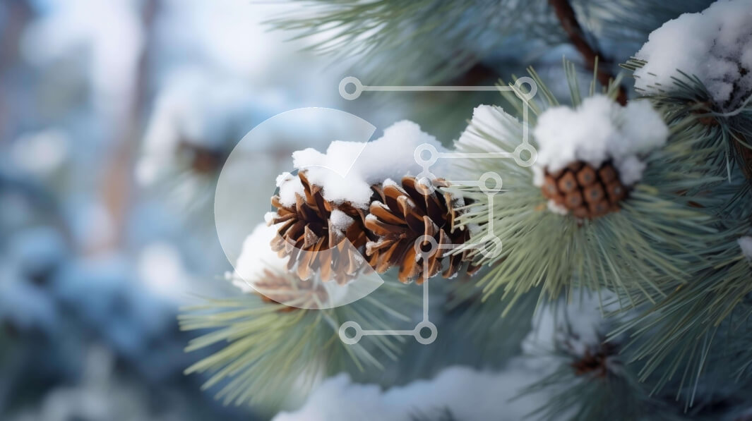 Intra Συλλεκτικό Ξύλινο Παζλ Plywood  4mm - Χιονισμένο κλαδί πεύκου το χειμώνα Σε Ξύλινο Κουτί - Διαστάσεις: 10x10 cm – 25 κομμάτια