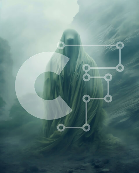 Intra Συλλεκτικό Ξύλινο Παζλ Plywood  4mm - Τρομακτική εικόνα μιας φαντασμαγορικής φιγούρας σε ένα ομιχλώδες δάσος Σε Ξύλινο Κουτί - Διαστάσεις: 10x10 cm – 25 κομμάτια