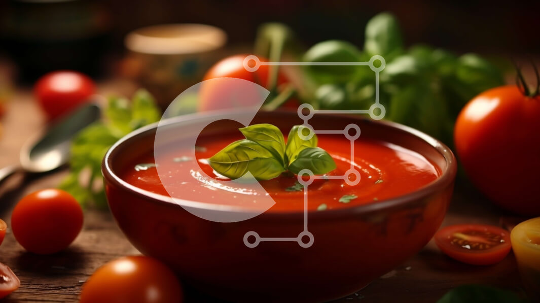 Σετ των 2 Intra Συλλεκτικό Ξύλινο Παζλ Plywood  4mm - Μπολ με ντοματόσουπα με φρέσκα φύλλα βασιλικού Σε Ξύλινο Κουτί - Διαστάσεις: 10x10 cm – 25 κομμάτια