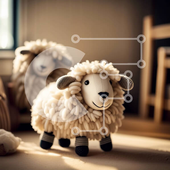 Intra Συλλεκτικό Ξύλινο Παζλ Plywood  4mm - Αξιολάτρευτη εικόνα με γεμιστά πρόβατα παιχνίδια σε ξύλινο πάτωμα Σε Ξύλινο Κουτί - Διαστάσεις: 10x10 cm – 25 κομμάτια