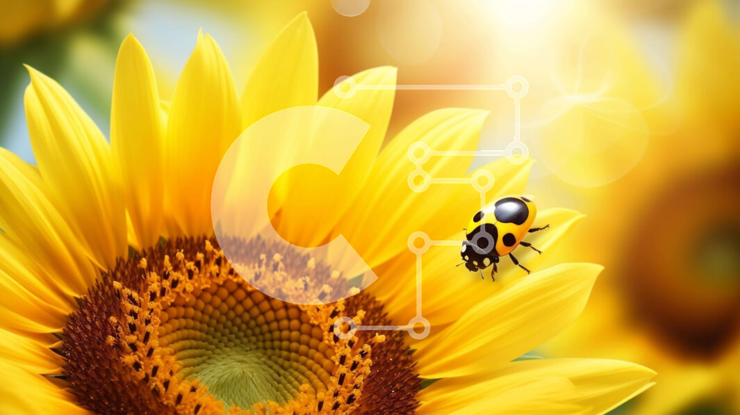 Intra Συλλεκτικό Ξύλινο Παζλ Plywood  4mm - Σκαθάρι στον κίτρινο ηλίανθο με άλλα έντομα Σε Ξύλινο Κουτί - Διαστάσεις: 10x10 cm – 25 κομμάτια